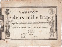 France 2000 Francs 18 Nivose An III - 7.1.1795 - Sign. Gilles - F to VF