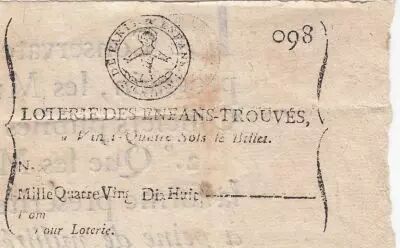 France 24 Sols  Loterie des Enfans Trouv�s - Sous Louis XV (1715-1744) - TTB