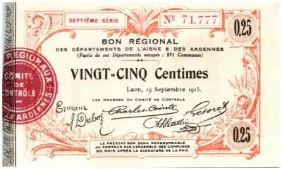 France 25 cent. Laon R�gional - 1915