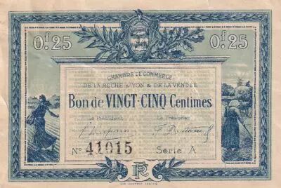 France 25 Centimes - Chambre de Commerce - La Roche-sur-Yon - S�rie A - 1916