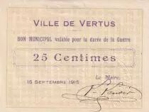 France 25 Centimes - City of Vertus - 15-09-1915