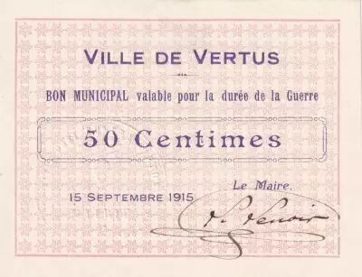 France 25 Centimes - City of Vertus - 15-09-1915