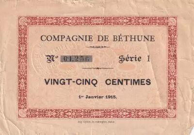 France 25 Centimes - Compagnie de B�thune - 01-01-1915 - S�rie 1