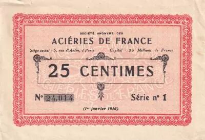France 25 Centimes - Compagnie de B�thune - 01-01-1916 - S�rie 1