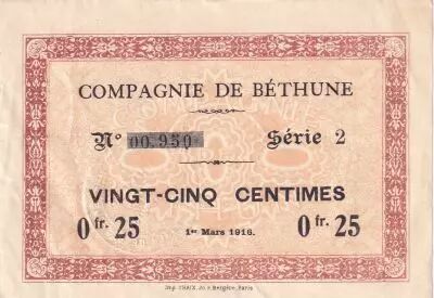 France 25 centimes - Compagnie de B�thune - 01-03-1916 - S�rie 2