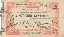 France 25 Centimes - Fourmies - Bon R&eacute;gional - 24-10-1915 - Septi&egrave;me s&eacute;rie