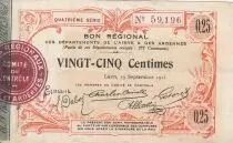 France 25 Centimes - Laon - Bon R&eacute;gional - 19-09-1915 - Quatri&egrave;me s&eacute;rie