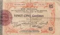 France 25 Centimes - Laon - Bon R&eacute;gional - 19-09-1915 - Quatri&egrave;me s&eacute;rie