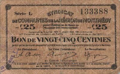 France 25 Centimes - Montmedy Region - 24-05-1917