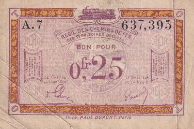 France 25 Centimes - Rgie des chemins de Fer - 1923 - Srie A.7 - TB+ - 135.03