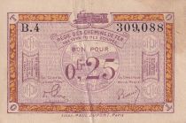 France 25 Centimes - Régie des chemins de Fer - 1923 - Série B.4 - 135.03