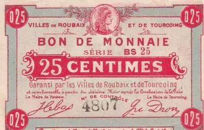France 25 Centimes - Ville - Roubaix-Tourcoing - S�rie BS 25