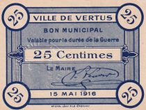 France 25 Centimes - Ville de Vertus - 15-05-1916