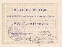 France 25 Centimes - Ville de Vertus - 15-09-1915
