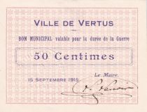 France 25 Centimes - Ville de Vertus - 15-09-1915