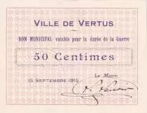 France 25 Centimes - Ville de Vertus - 15-09-1915