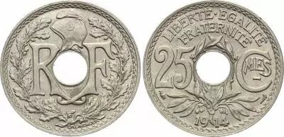 France 25 Centimes, Lindauer - 1914 - Cmes soulign�s