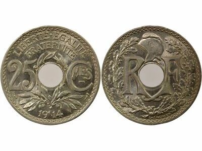 France 25 Centimes, Lindauer, Underlined - 1914 Paris
