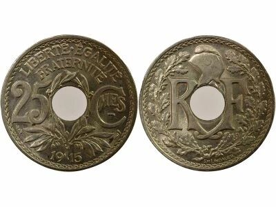 France 25 Centimes, Lindauer, Underlined - 1915 Paris