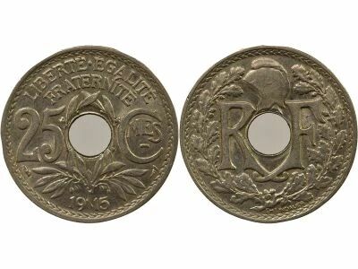 France 25 Centimes, Lindauer, Underlined - 1915 Paris