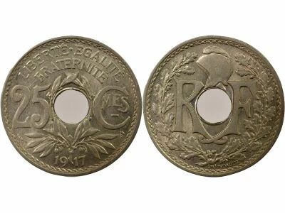 France 25 Centimes, Lindauer, Underlined - 1917 Paris