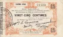France 25 Centimes Fourmies City - 1915