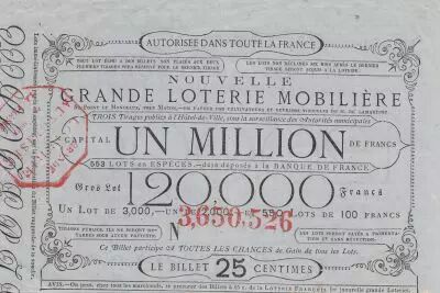 France 25 Centimes Grande Loterie Immobili�re St Point et Monceaux - 1862 - TTB