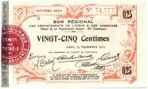 France 25 Centimes Laon R&eacute;gional - 1915