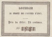 France 25 Centimes Loterie au Profit des Pauvres d\'Ancy - 1890 - aUNC