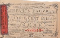 France 25 Centimes Loterie de Bienfaisance Générale des Enfants Pauvres  - 1886 - VF - Chateauroux