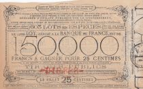 France 25 Centimes Loterie de Bienfaisance Générale des Enfants Pauvres  - 1886 - VF - Chateauroux