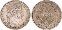 France 25 Centimes Louis Philippe I - 1845 B Rouen - Silver