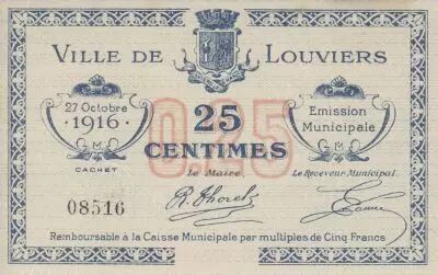 France 25 Centimes Louviers Emission municipale