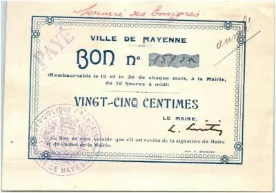 France 25 Centimes Mayenne City