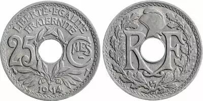 France 25 Centimes Monogram RF - 1914