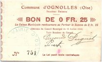 France 25 Centimes Ognolles City - 1915