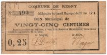 France 25 Centimes Regny Bon Municipal - 1914