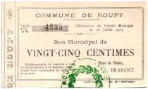 France 25 Centimes Roupy City - 1915
