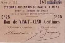 France 25 Centimes Sedan Synd. de ravitaillement