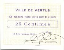 France 25 Centimes Vertus City - 1915
