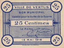 France 25 Centimes Vertus City 1916