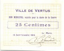 France 25 Centimes Vertus Ville 1915