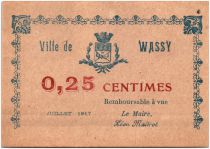 France 25 Centimes Wassy City - 1916