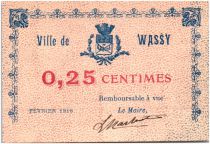 France 25 Centimes Wassy City - 1916