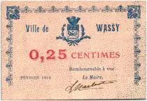 France 25 Centimes Wassy City - 1916