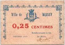 France 25 Centimes Wassy City - 1916