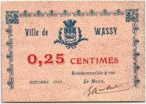 France 25 Centimes Wassy City - 1916