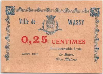 France 25 Centimes Wassy City - 1917