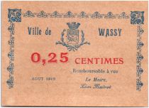 France 25 Centimes Wassy City - 1917