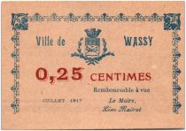 France 25 Centimes Wassy City - 1917